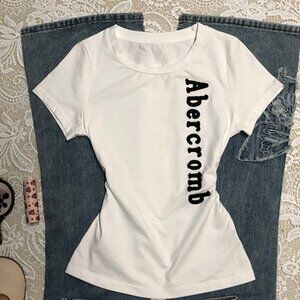 Original White Letter Print Standard Shoulder Short Sleeve T-Shirt Women